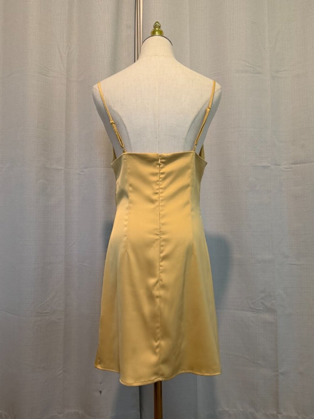 Urban Outfitters Gold Satin Cowl Neck Mini Slip Dress Size M - Picture 5 of 8